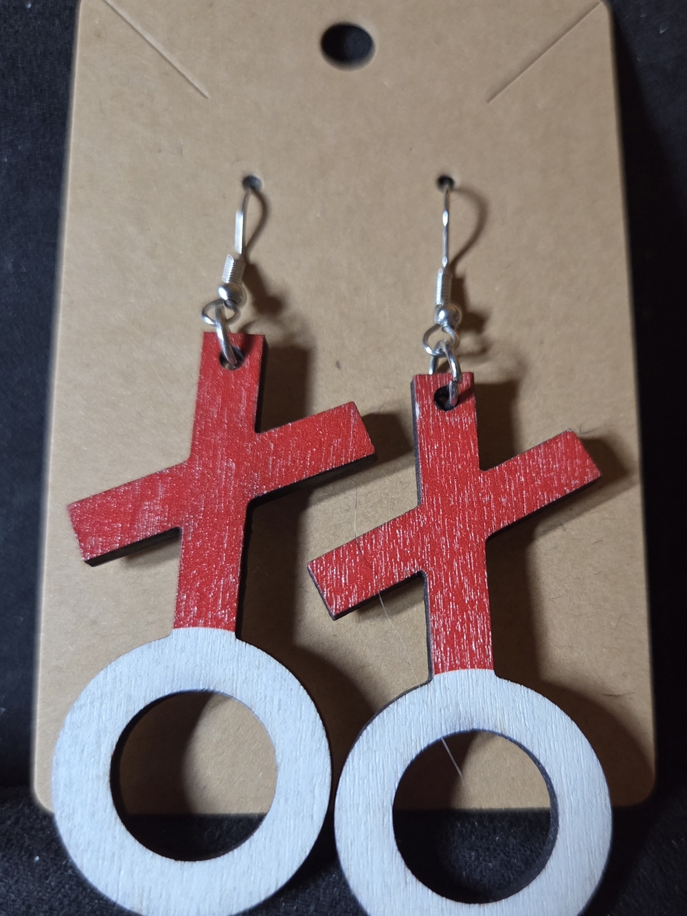 Red and White XO Dangle Earrings